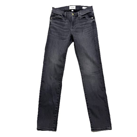 Frame Le Garcon Jeans Womens Size 25 Stonewash Gray Denim Skinny 28” Inseam - Picture 1 of 12